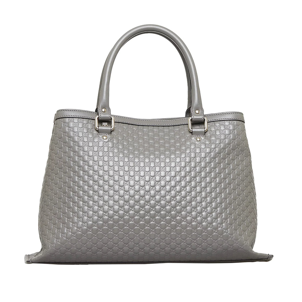 Pre-Owned Authenticated Gucci Microguccissima Satchel Calf Leather Gray Unisex (Good)