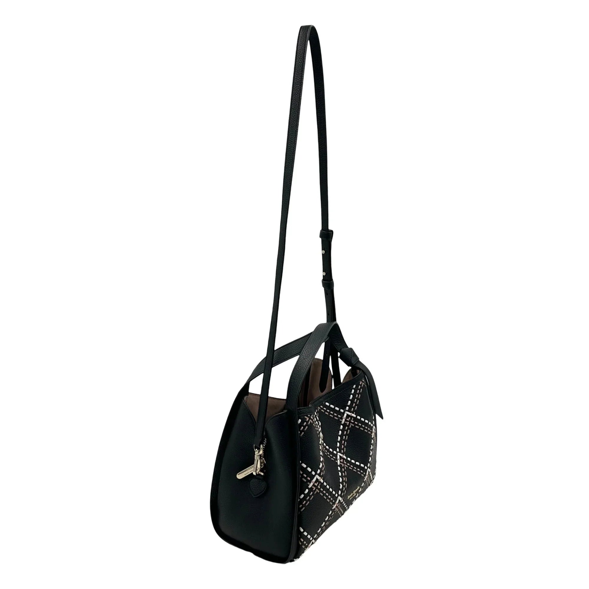 Kate Spade Knott Plaid Stitched Medium Crossbody Tote - Black