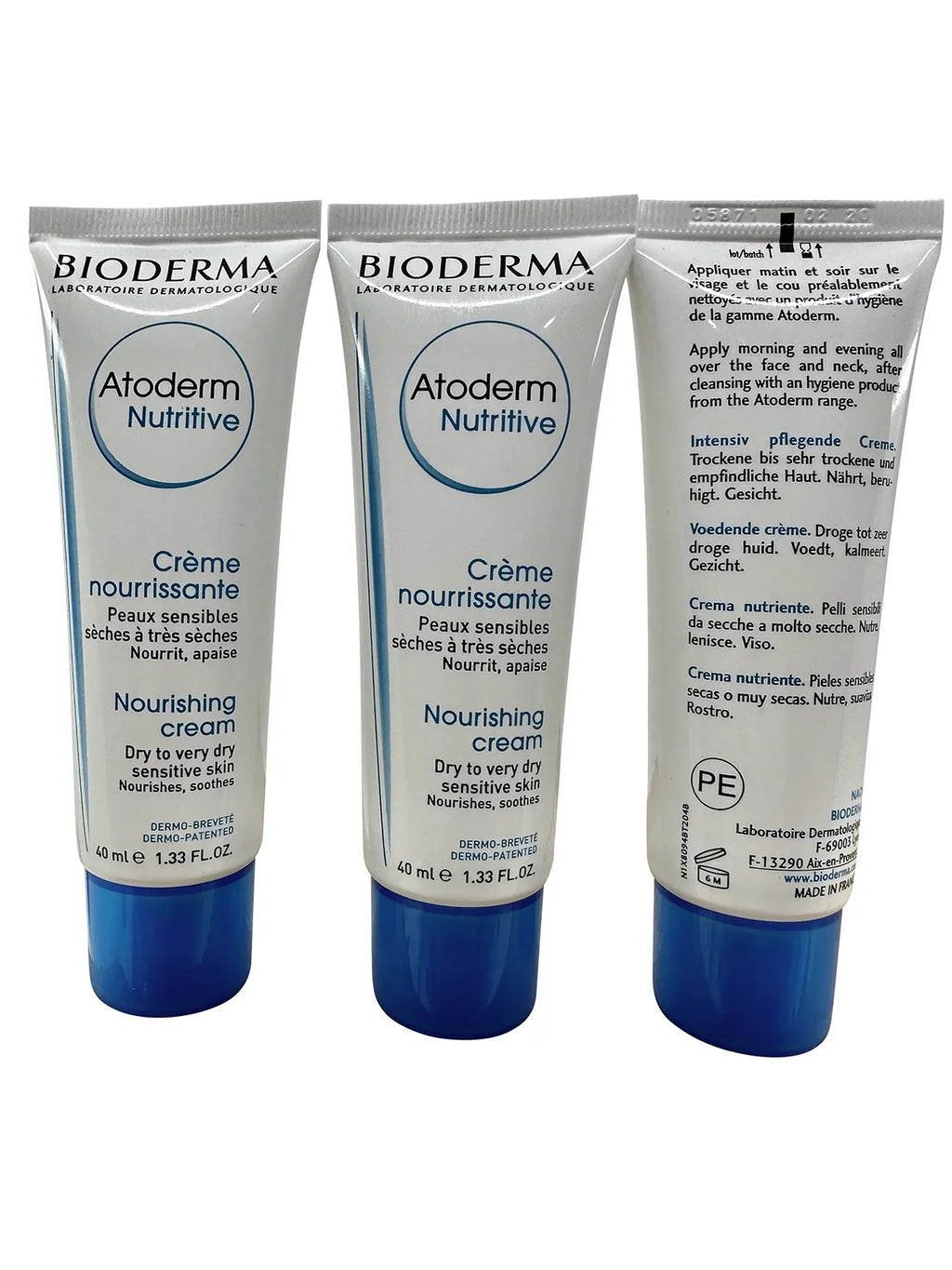 Bioderma Atoderm Nutritive Nourishing Cream Dry & Very Dry Sensitive Skin 1.33 oz Set of 3