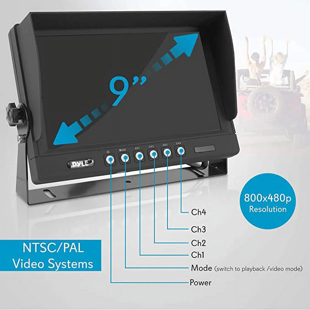 Pyle Rear View Backup Camera System DVR Parking Reverse Car Truck Vehicle Dual Rearview Back Up Kit