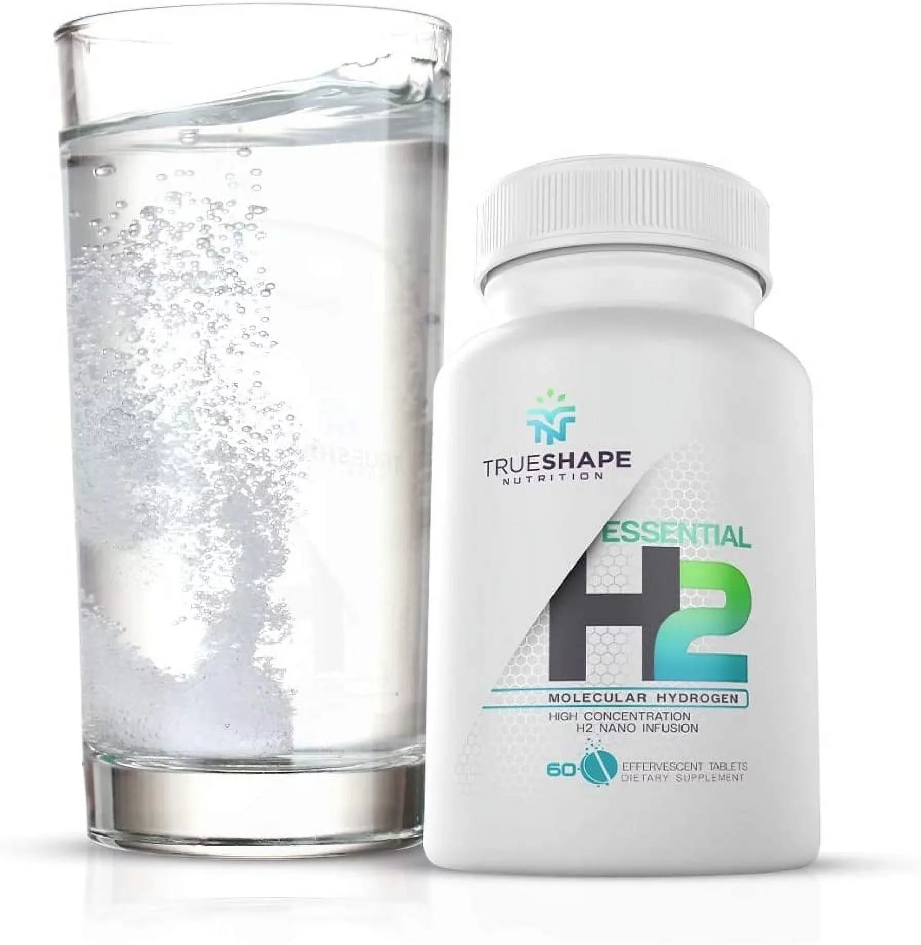 TrueShape Nutrition Essential H2 Fizzy Molecular Hydrogen Tablets for Water Nutritional Supplement (60 Servings)
