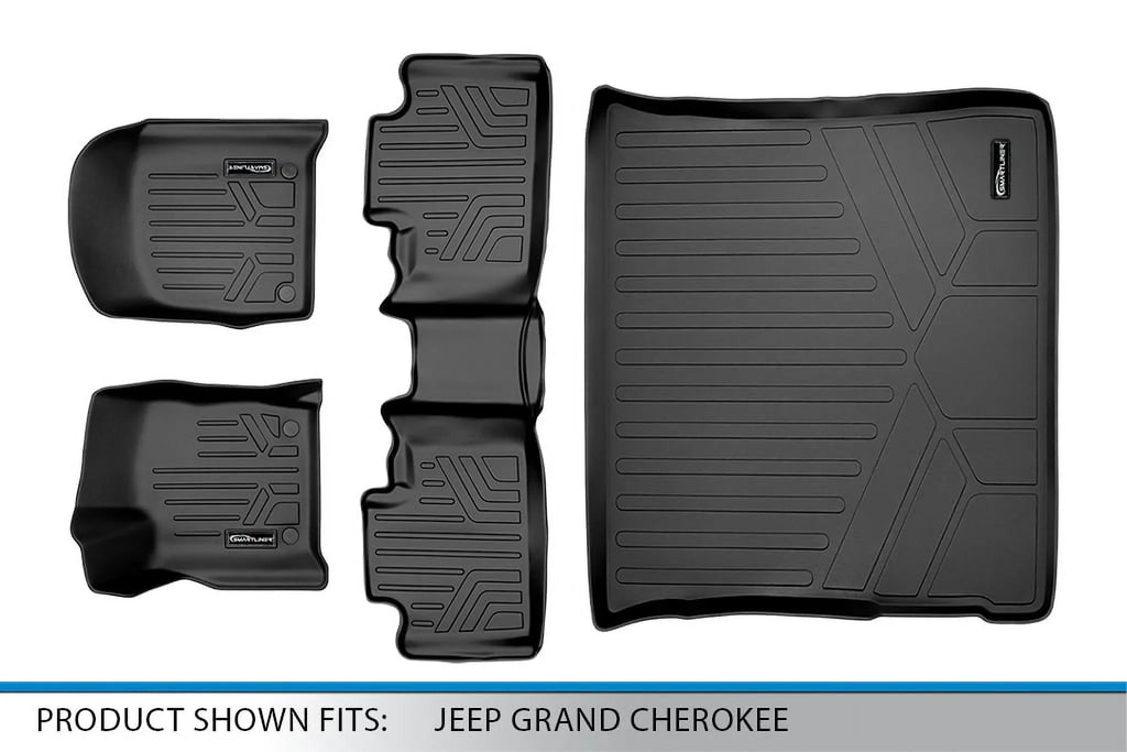Smartliner SA0315-B0071-D0071 Custom Fit 2 Rows Floor Mats & Cargo Liner Set for 2016-2021 Jeep Grand Cherokee, Black