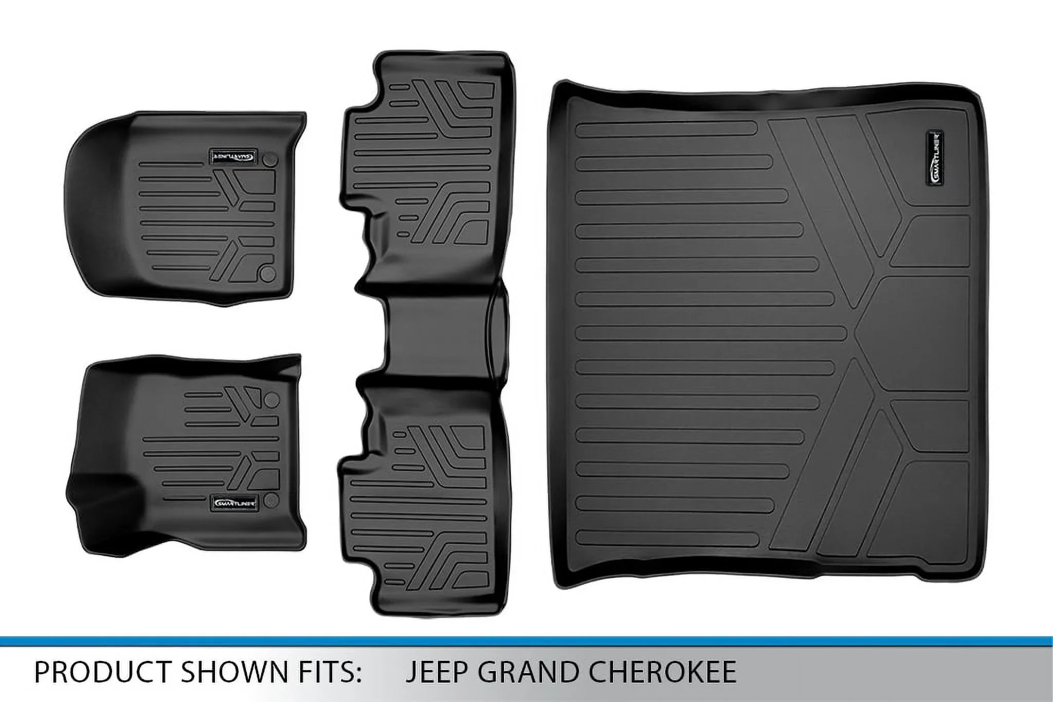 Smartliner SA0315-B0071-D0071 Custom Fit 2 Rows Floor Mats & Cargo Liner Set for 2016-2021 Jeep Grand Cherokee, Black