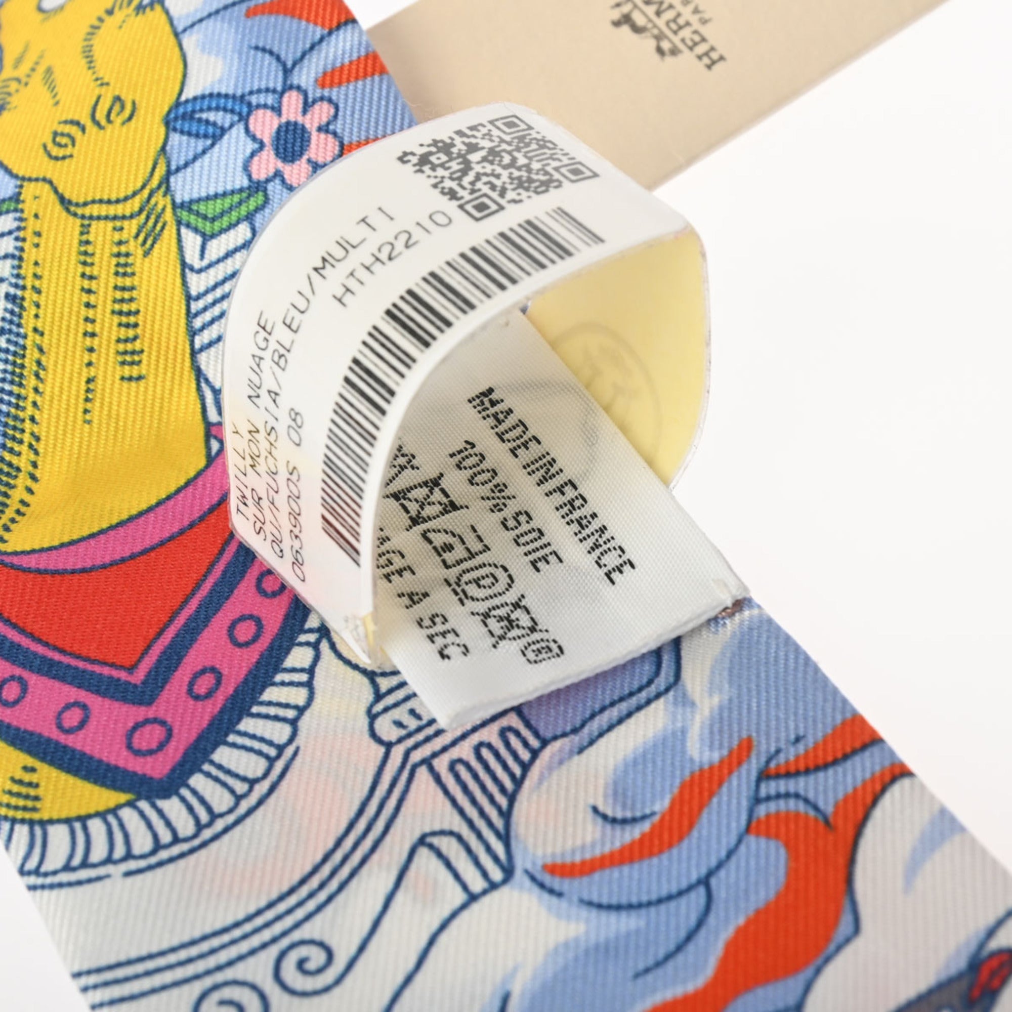 Pre-Owned HERMES Twilly SUR MON NUAGE Pink/Multicolor 063900S Women's 100% Silk Scarf Muffler (Good)