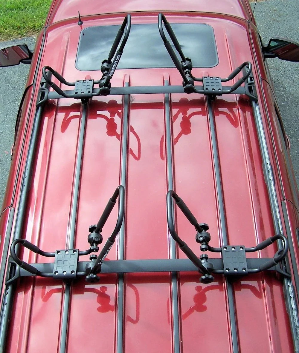 Folding Kayak Rack Stainless Steel Roof Mounted J-style Carrier Rack by Pack'em Racks - 2 Sets