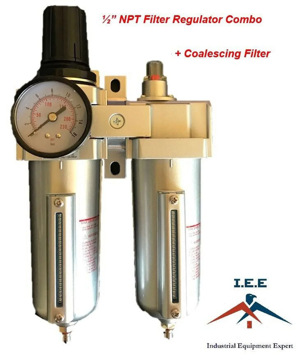 1/2" HEAVY DUTY COMBO PARTICULATE & COALESCING FILTER REGULATOR COMPRESSED AIR