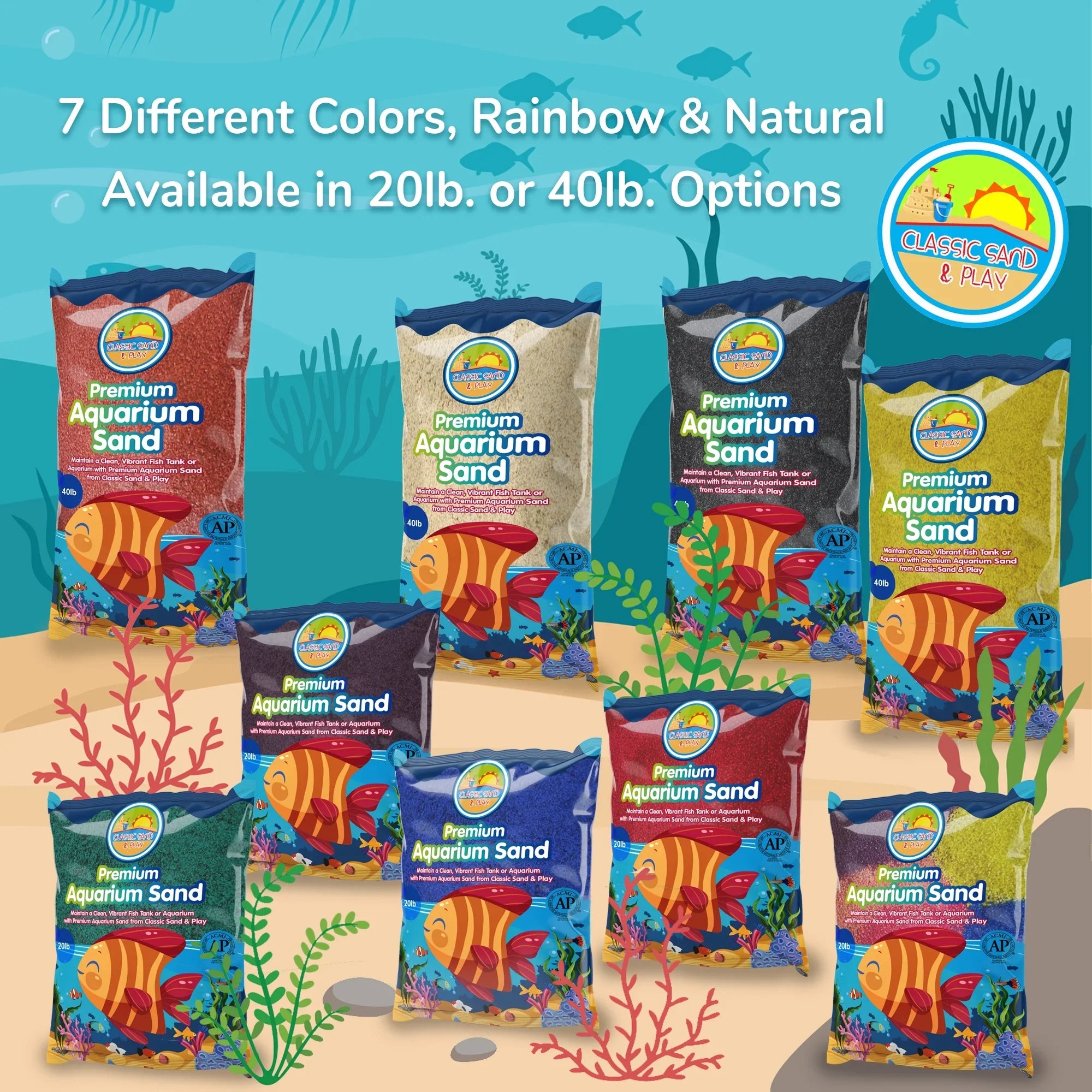 CLASSIC SAND & PLAY Natural Aquarium Sand for Freshwater and Saltwater Tanks, 40 lb. Yellow