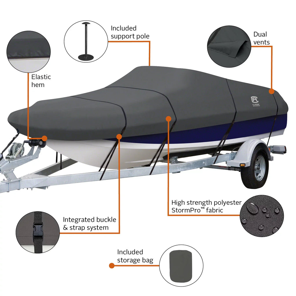 Classic Accessories StormPro Heavy-Duty Deck Vessel Protection Fits Vessel 20 ft - 22 ft long x 106 in wide