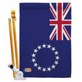 Americana Home & Garden AA-CY-HS-140059-IP-BO-D-US18-AG 28 x 40 in. Cook Islands Flags of the World Nationality Impressions Decorative Vertical Double Sided House Flag Set & Pole Bracket Hardware Flag
