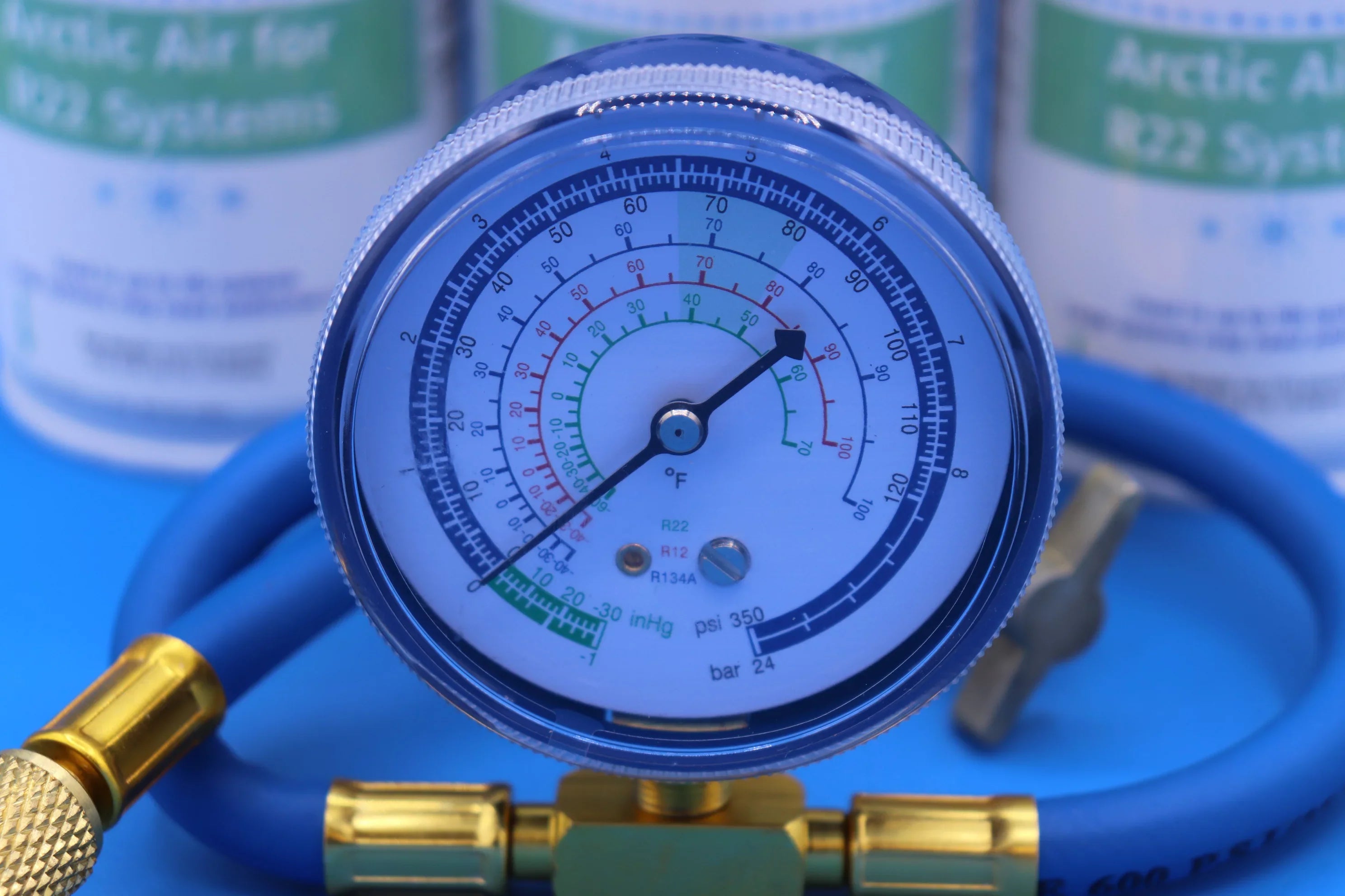 Envirosafe Arctic Air for R22 systems, 3 cans and a gauge, R22a, R-22a