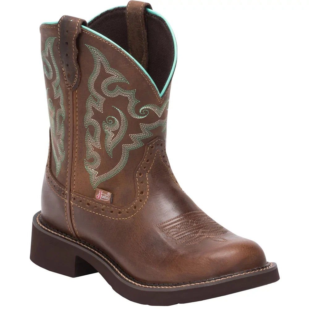 Justin Boots Womens Gemma Round Toe Casual Boots Mid Calf Low Heel 1-2"