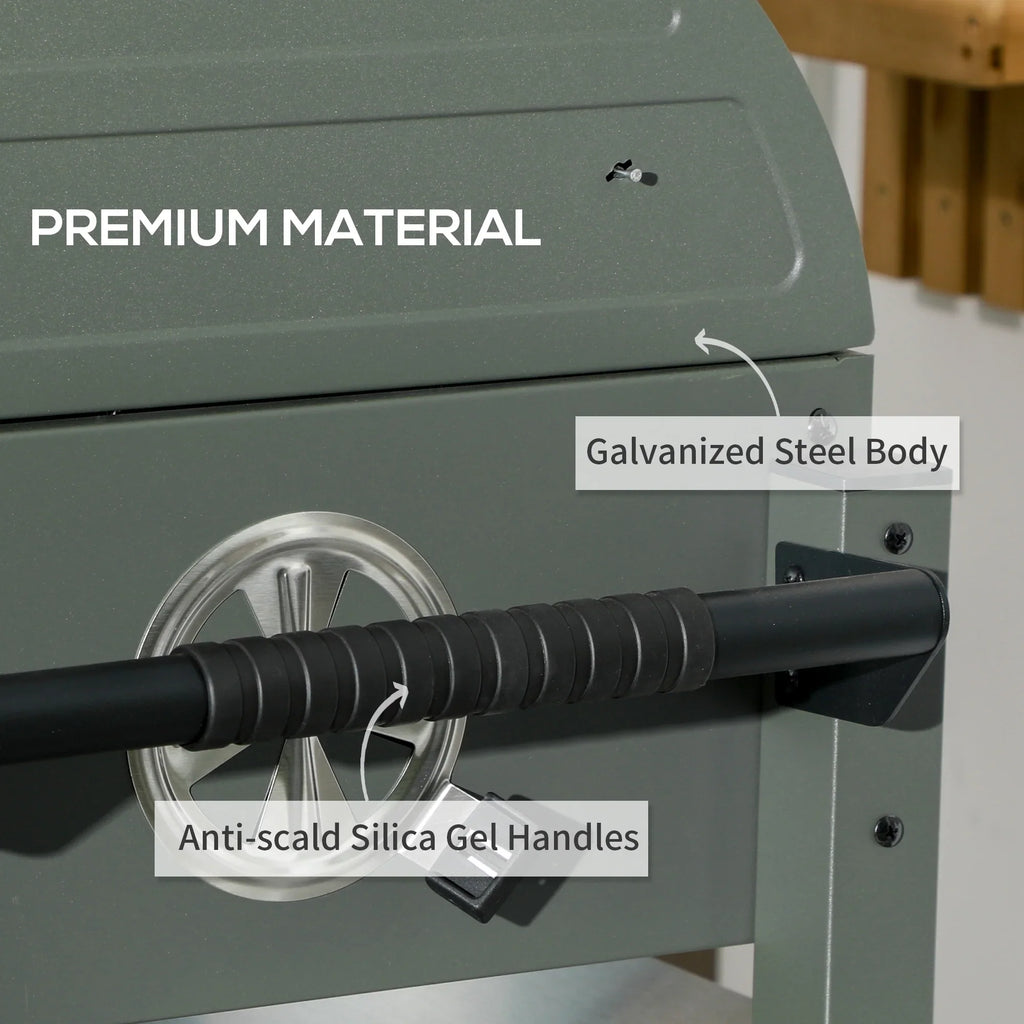 Outsunny Tabletop Charcoal BBQ Grill with Lid, Small Barbecue, Green
