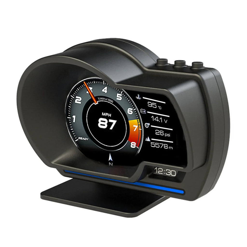Car HUD Display, OBDⅡ+GPS Smart Gauge High Definition Speedometer Car Diagnostic Tool OBD Fault Code Elimination Safe Driving Computer Overspeed Fault Alarm for All Vehicles