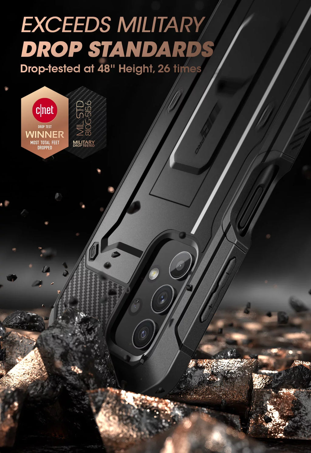 SUPCASE Unicorn Beetle Pro Series Case Designed for Samsung Galaxy A32 5G [Not Fit 4G Version], Full-Body Rugged Holster & Kickstand Case with Built-in Screen Protector (Black)