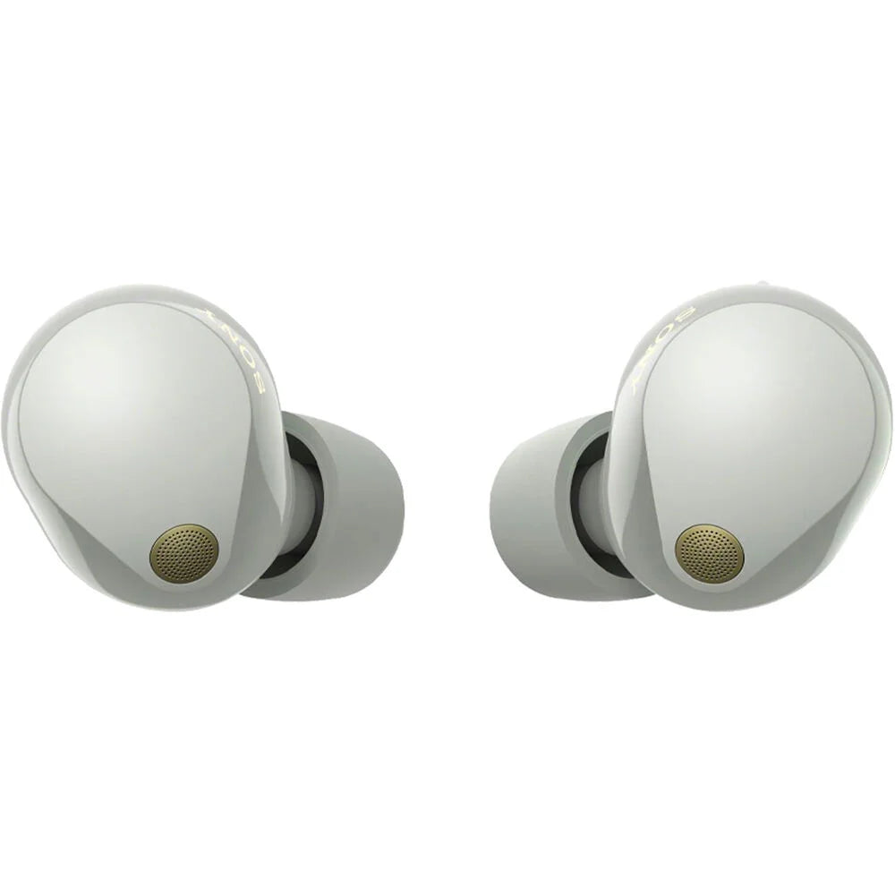 Sony WF-1000XM5 Industry Leading Noise Canceling Truly Wireless Earbuds (Silver) Bundle with Silicone Case (Black), Memory Foam Ear Tips, USB-A to USB-C Cable & 1 YR CPS Enhanced Protection Pack