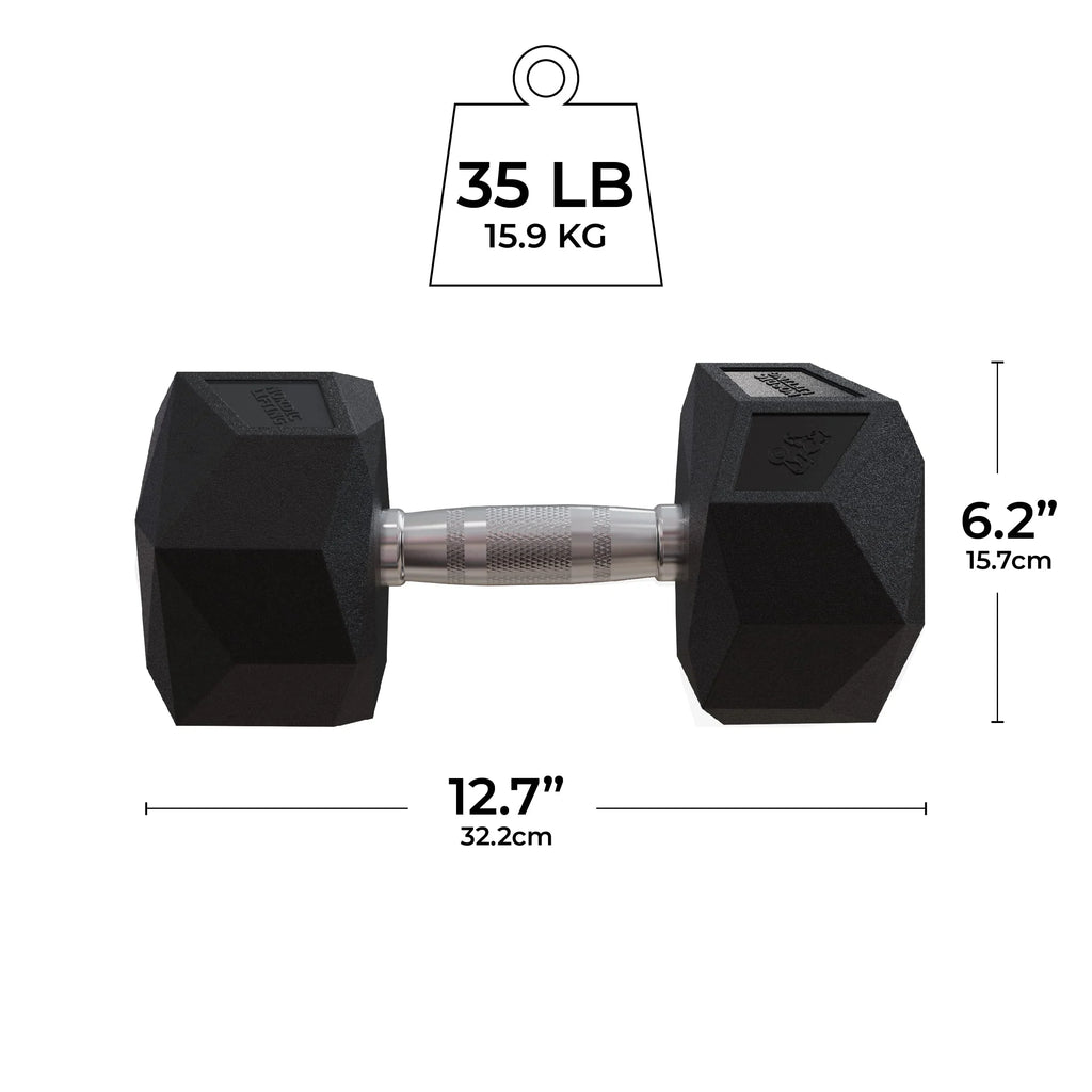 Prism Dumbbell for Strength Training - 5 Lb to 70 Lb Rubber Encased Cast Iron for Gym and Home Workout by Nordic Lifting