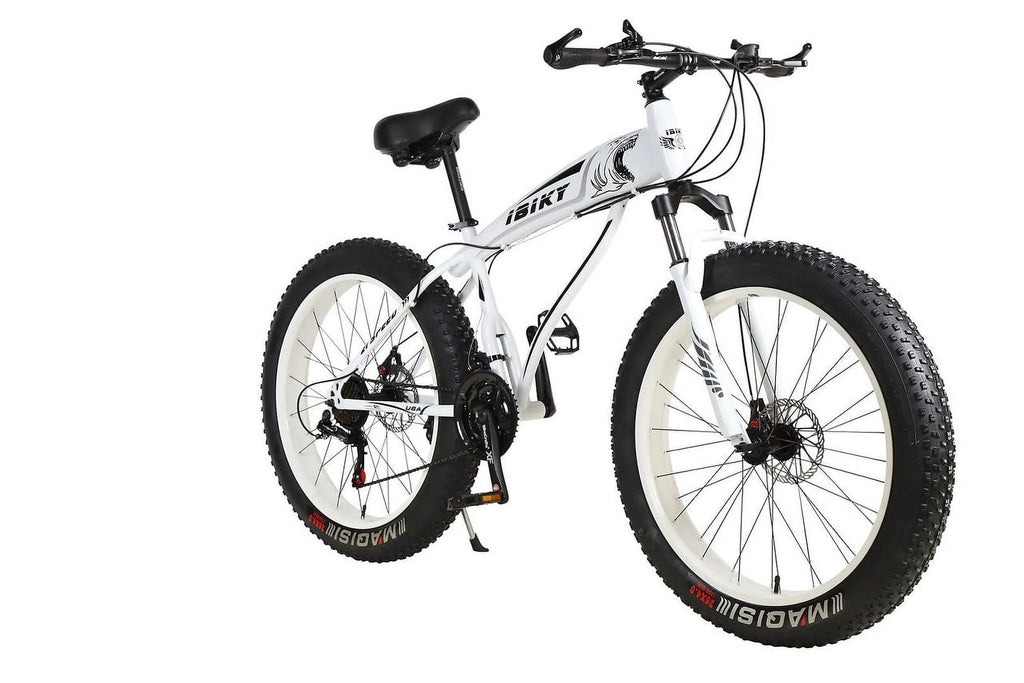 26 Inch 21 Speed 4.0 Fat Tire Bike Snow and Grass Sand Bike MTB Shark White