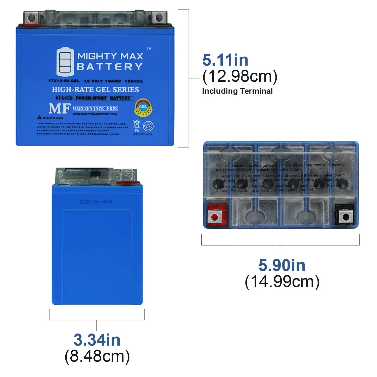 YTX12-BS 12V GEL Battery Replacement for BMW 850 F850GS 16-20