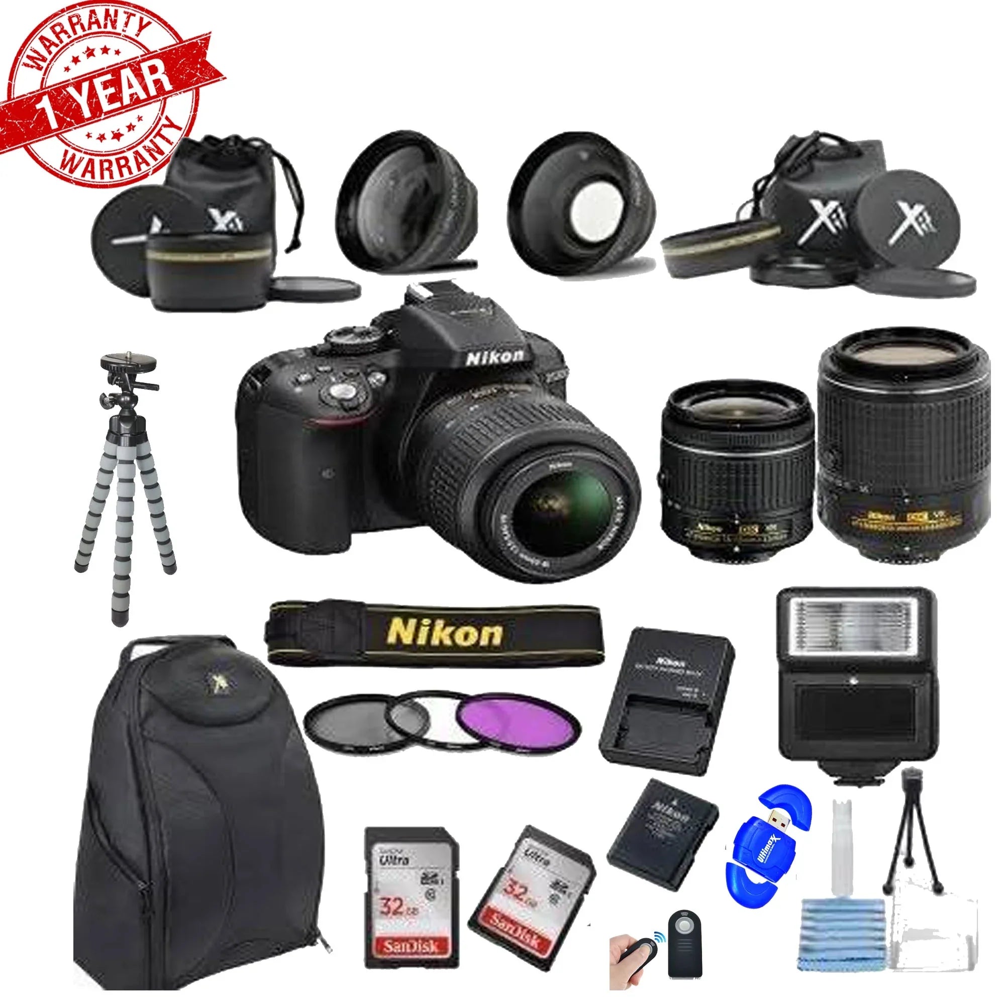 Nikon D5300 24.2 MP DSLR Camera ||18-55mm VR Lens Kit||55-200mm VR Zoom Lens ||Bundle
