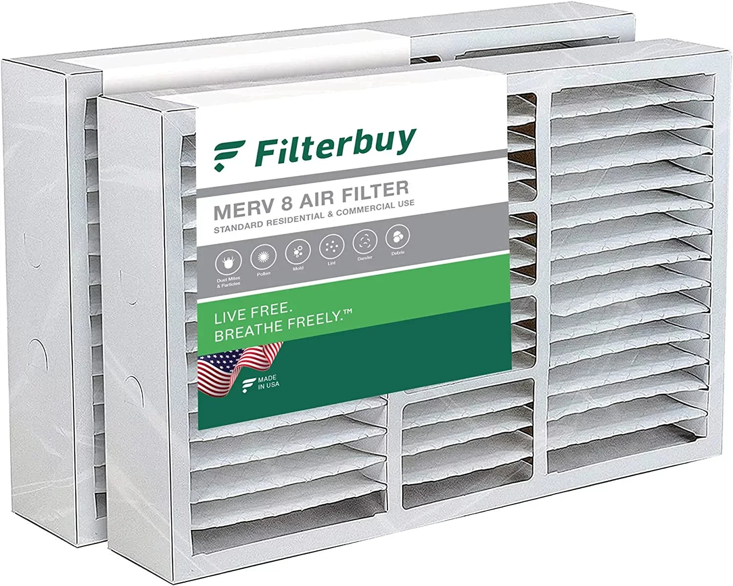 Filterbuy 17.5x27x5 MERV 8 Pleated HVAC AC Furnace Air Filters for Trane Perfect Fit (2-Pack)