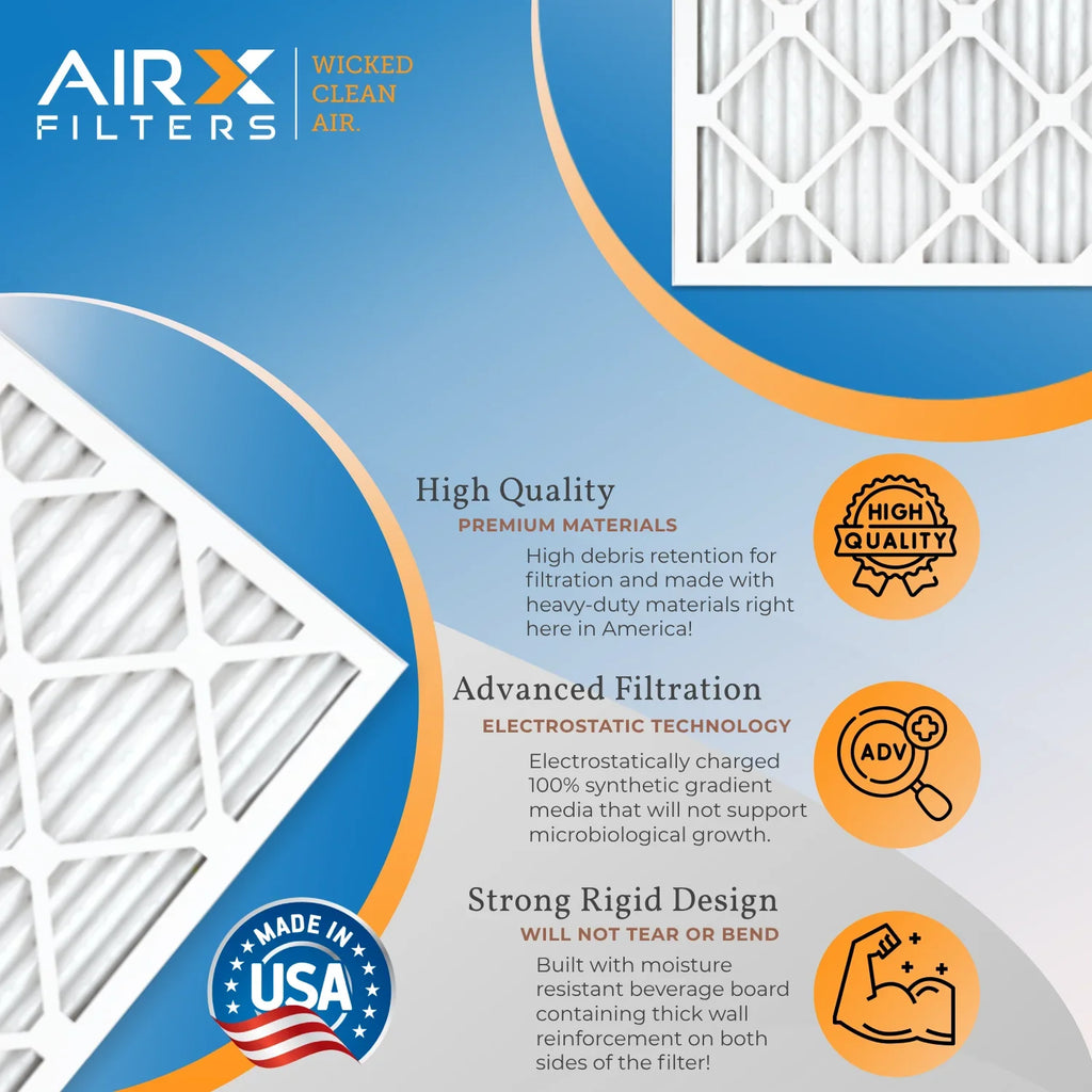 18x20x1 Air Filter MERV 13 Comparable to MPR 1500 - 2200 & FPR 9 Electrostatic Pleated Air Conditioner Filter 6 Pack HVAC AC Premium USA Made 18x20x1 Furnace Filters by AIRX FILTERS WICKED CLEAN AIR.