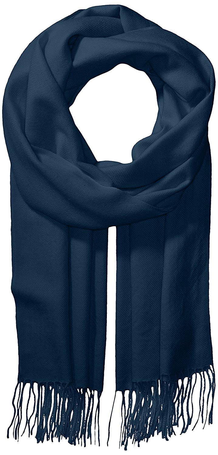 La Fiorentina Women's Soft Twill Cashmere Scarf, Navy, One Size