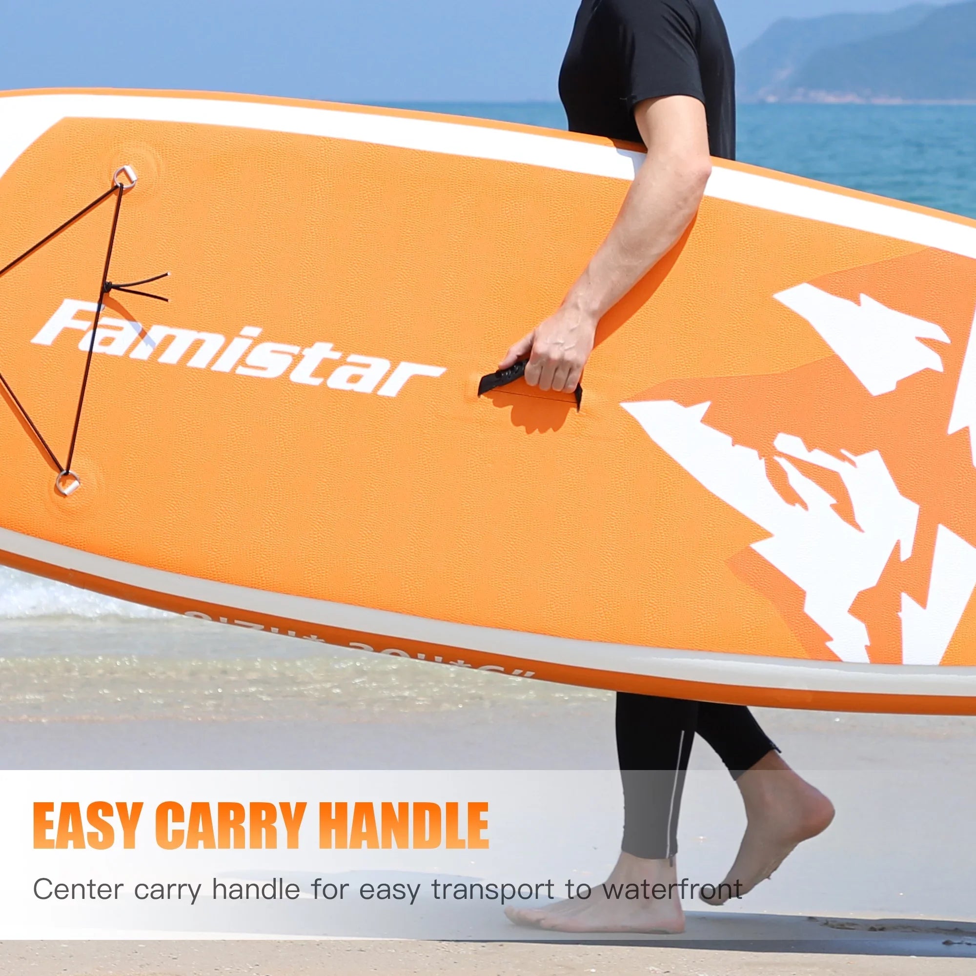 Famistar 10' Inflatable Stand Up Paddle Board (6"Thick) with SUP/ 3 Pins | Wide Stance, Bottom Fin for Paddling, Surf Control, Non-Slip Deck |Youth & Adult Standing Ship