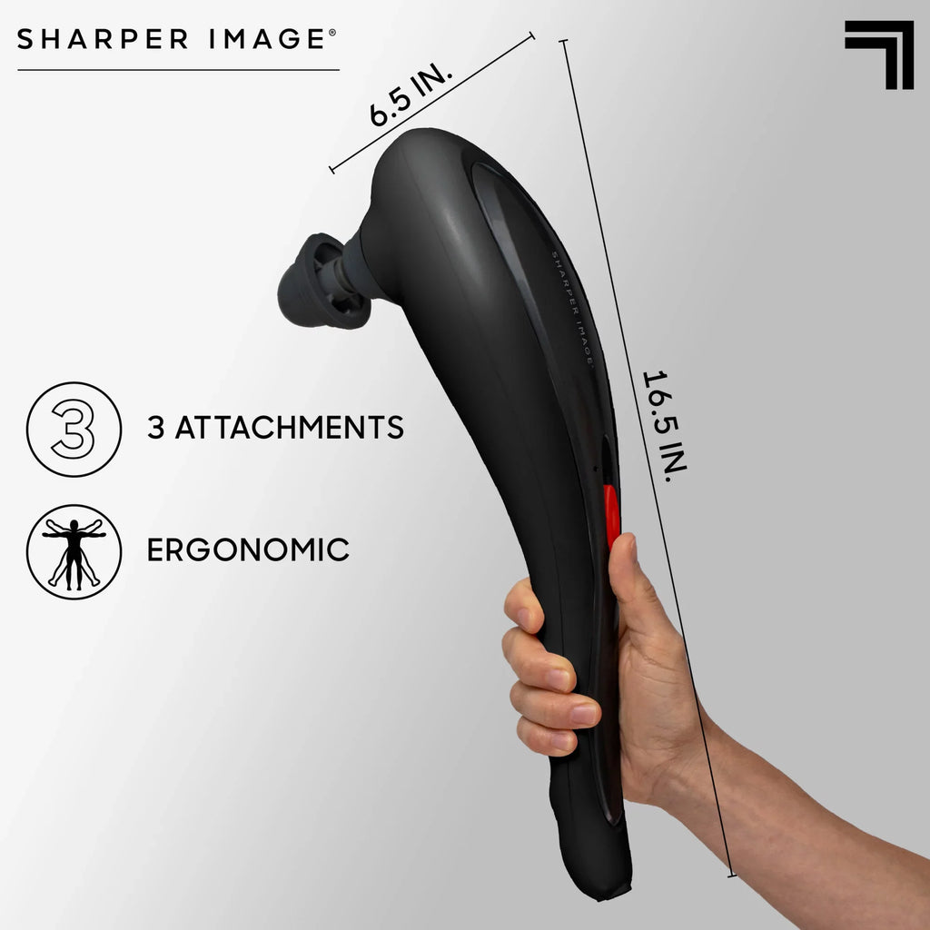 Sharper Image® Deep-Tissue Massager with Swappable Heads, Personal Massage for Neck and Back with Kneading and Soothing Heat, Relaxation and Calming Sensation, Interchangeable Nodes