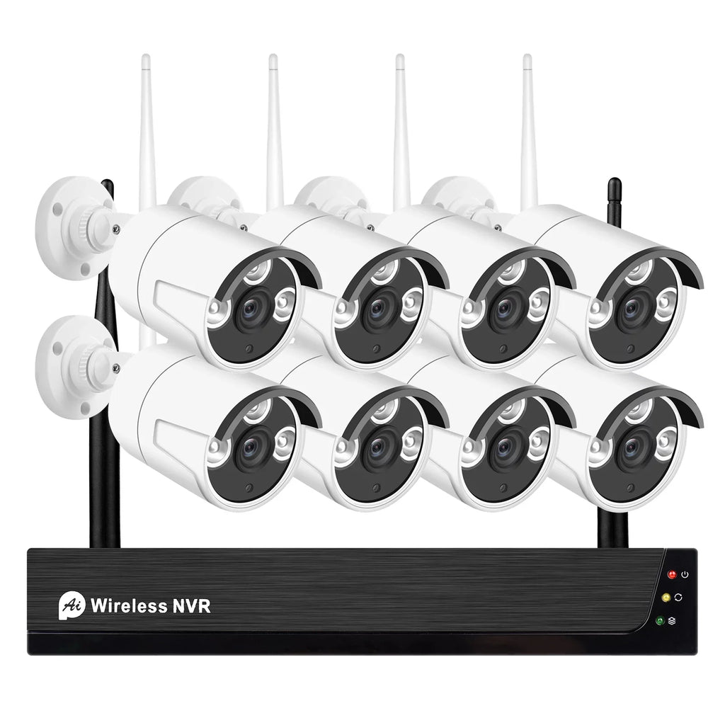 MIXFEER 8CH 1080P Wireless Camera System, 8Channel 1080P CCTV NVR + 8PCS 1080P 2.0MP Indoor Outdoor IP Cameras with Night Vision, Motion Alert, Tuya Smart App Remote Access, No Hard Drive