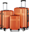 Orange(20in/24in/28in) Suitcase Set 3 Piece, Hardside Luggage Sets with Spinner Wheels,Orange Luggage Sets for Women with TSA Lock