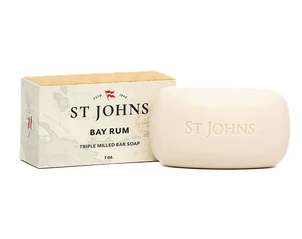 St. John Bay Rum Soap Bar , USA Made, Triple-milled Mens Soap Bar , Hydrating Bar Soap for Men with Olive Oil & Glycerine , Luxury Body Soap Bar for men , (7 oz Bar) Bay Rum 7 Ounce (Pack of 1)