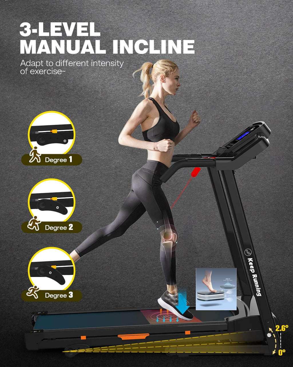 FYC Folding Treadmill for Home with Incline / Bluetooth, 3.5HP 330lb Weight Capacity Portable Electric Treadmill for Home Gym Exercise Running Walking Easy Assembly Orange