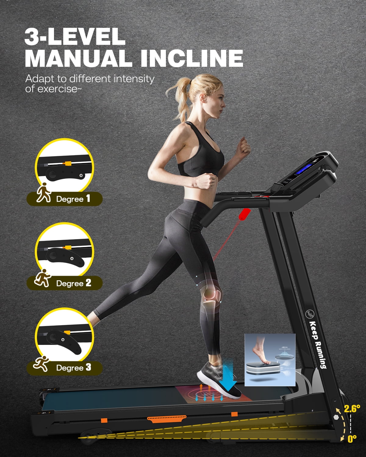 FYC Folding Treadmill for Home with Incline / Bluetooth, 3.5HP 330lb Weight Capacity Portable Electric Treadmill for Home Gym Exercise Running Walking Easy Assembly Orange