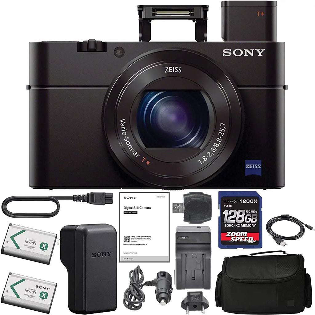 Sony Cyber-Shot DSC-RX100 III Digital Camera (DSCRX100M3B) + 128GB AOM Pro Kit Combo Bundle - International Version (1 Year AOM Wty)