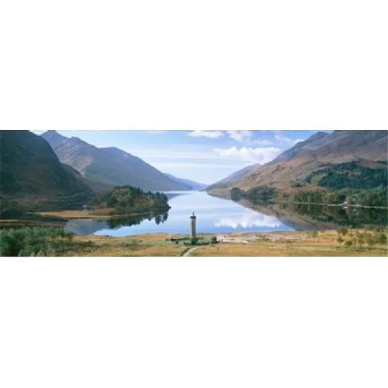 Panoramic Images Scotland Highlands Loch Shiel Glenfinnan Monument Reflection of cloud in the lake Poster Print by Panoramic Images - 36 x 12