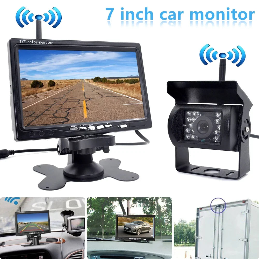 Willstar 7 Inch Car Monitor Car Monitor Wireless Parking Assist Lcd Display Truck Rear Camera Truck Engineering Vehicle Visualizer Car Navigation Front Rear Monitor Night Vision Function