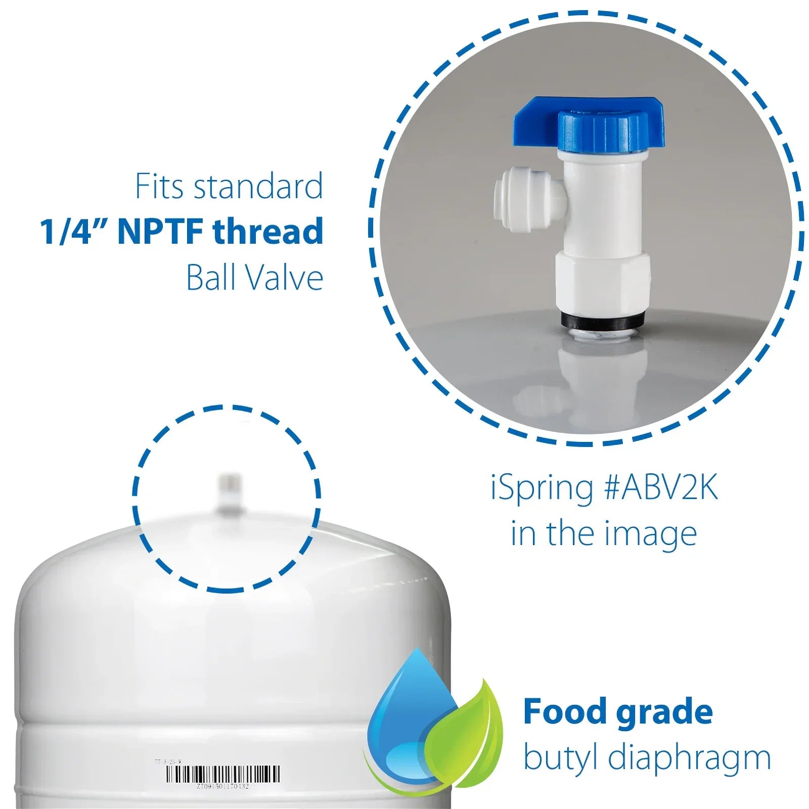 iSpring T55M 5.5 Gallon Residential Pre-Pressurized Water Storage Tank for Reverse Osmosis (RO) Systems