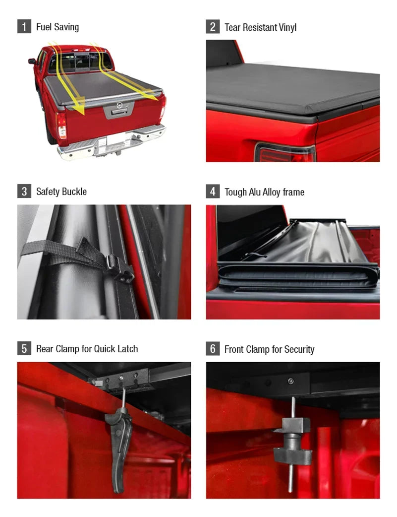 MaxMate Soft Tri-fold Truck Bed Tonneau Protection Fitting with 2019-2024 Ford Ranger | 6' (73") Bed | TCF371067