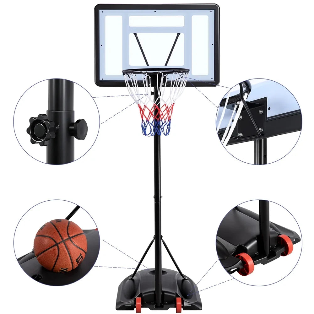 Renwick Portable Junior Basketball System Up to 8.2 Ft. for Kids, Junior and Youth for Indoor and Outdoor with Wheels