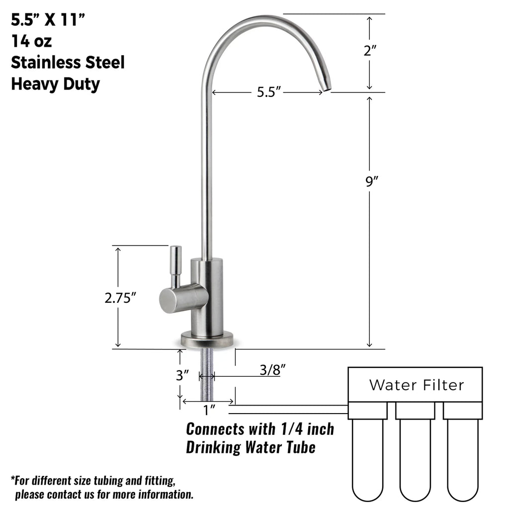 iSpring GA1-SS Premium Stainless Steel Drinking Reverse Osmosis Water Filtration Systems, 100% Lead-Free RO Faucet, Brushed Nickel