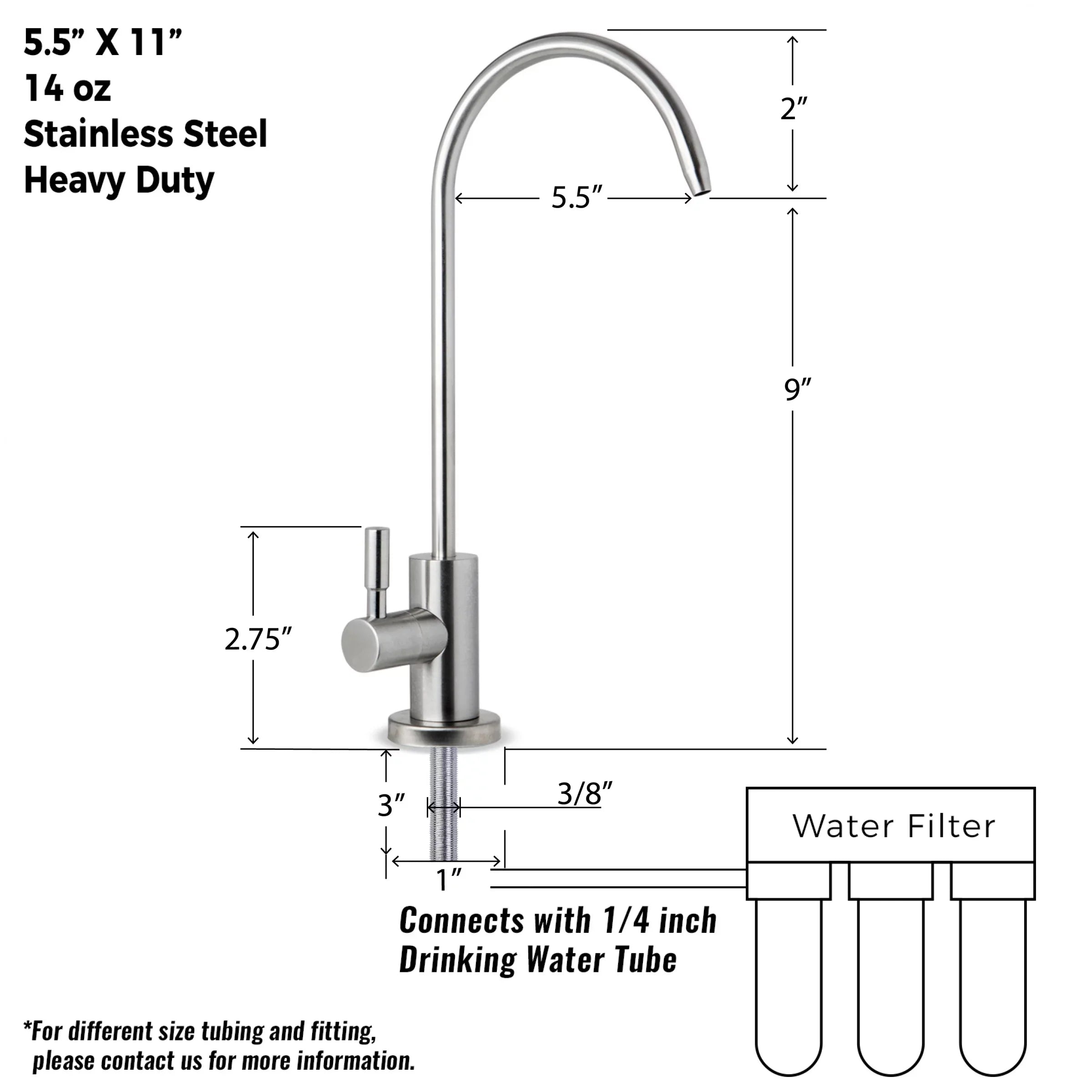 iSpring GA1-SS Premium Stainless Steel Drinking Reverse Osmosis Water Filtration Systems, 100% Lead-Free RO Faucet, Brushed Nickel