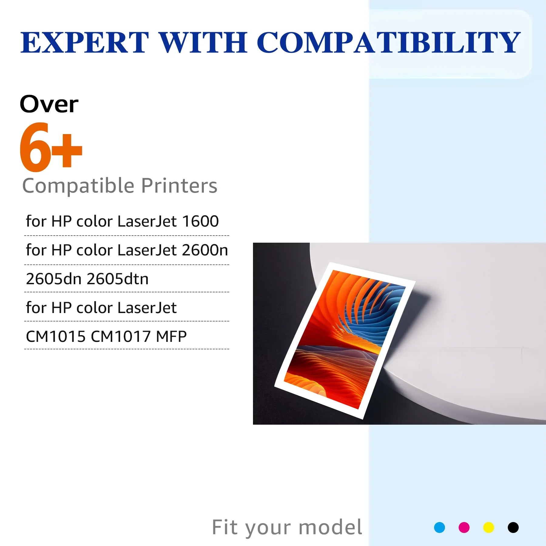 HaloFox Suitable For 4 Pack High Grade Toner Q6000A for HP LaserJet 124A 1600 2600 2600n 2605 2605dtn Printer